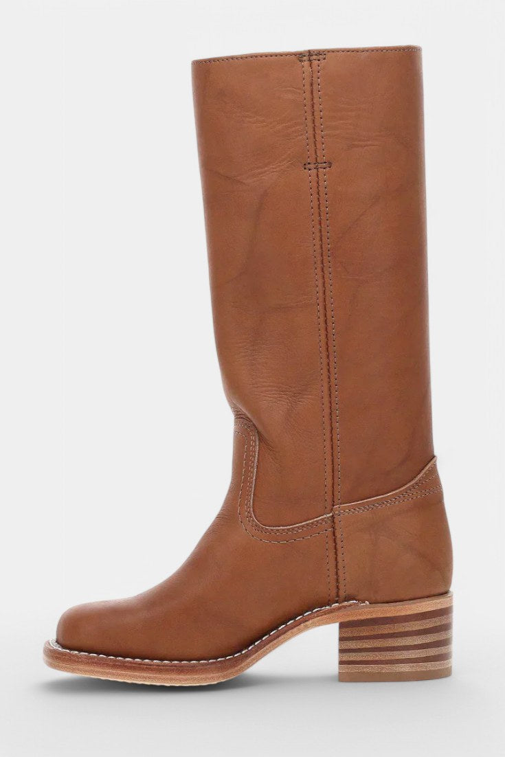 Millie | Women's Knee-High Leather Boots with Block Heel, Elegant Leather Boots | Animated Apparel