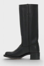 Millie | Women's Knee-High Leather Boots with Block Heel, Elegant Leather Boots | Animated Apparel
