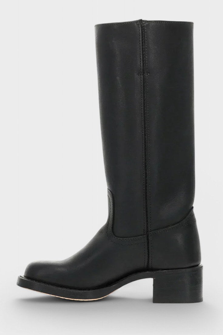 Millie | Women's Knee-High Leather Boots with Block Heel, Elegant Leather Boots | Animated Apparel