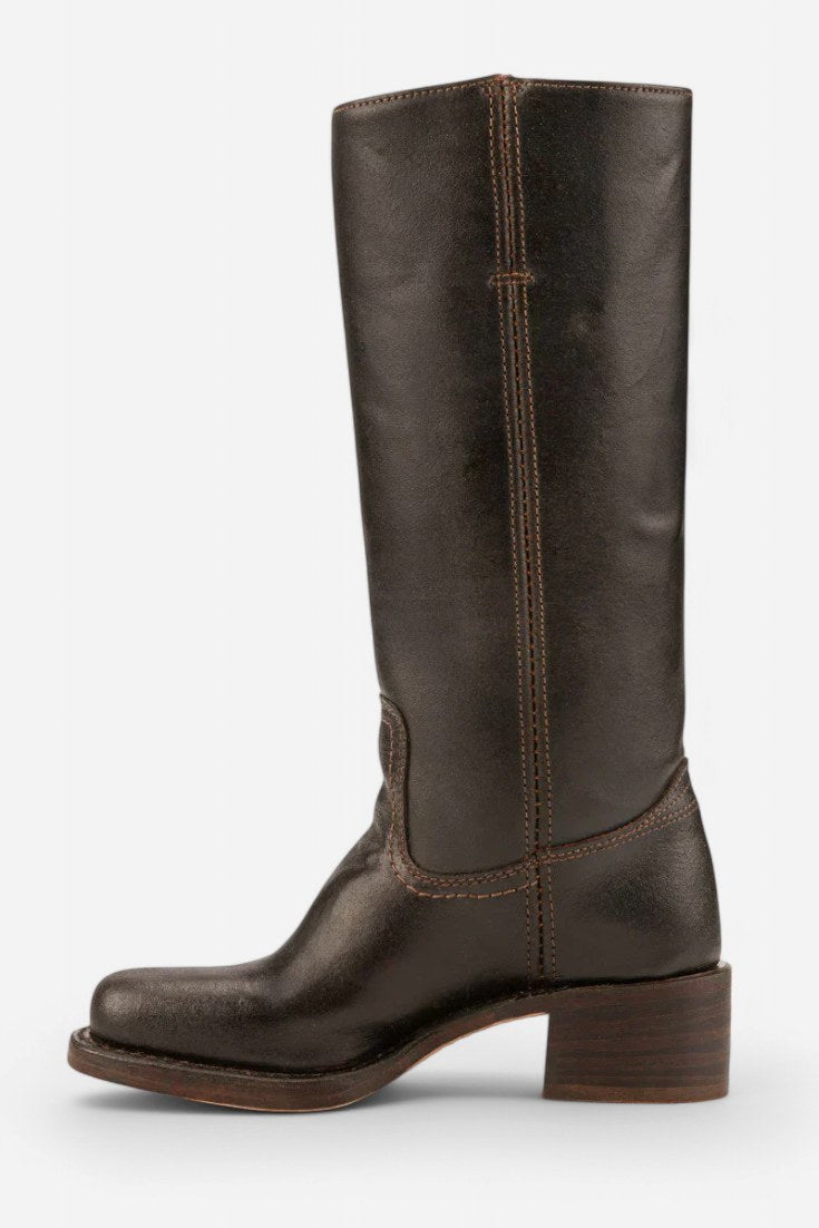 Millie | Women's Knee-High Leather Boots with Block Heel, Elegant Leather Boots | Animated Apparel