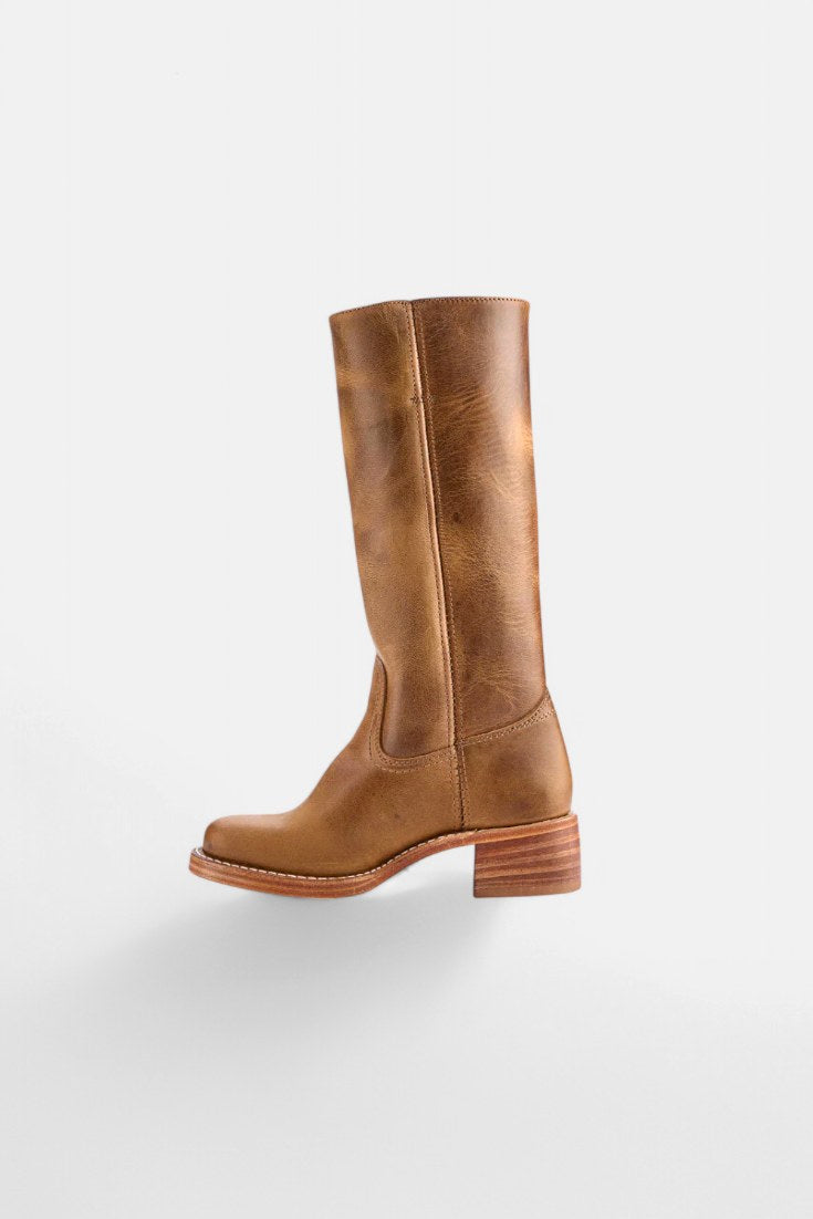 Millie | Women's Knee-High Leather Boots with Block Heel, Elegant Leather Boots | Animated Apparel