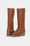Millie | Women's Knee-High Leather Boots with Block Heel, Elegant Leather Boots | Animated Apparel