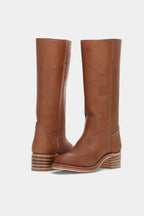 Millie | Women's Knee-High Leather Boots with Block Heel, Elegant Leather Boots | Animated Apparel
