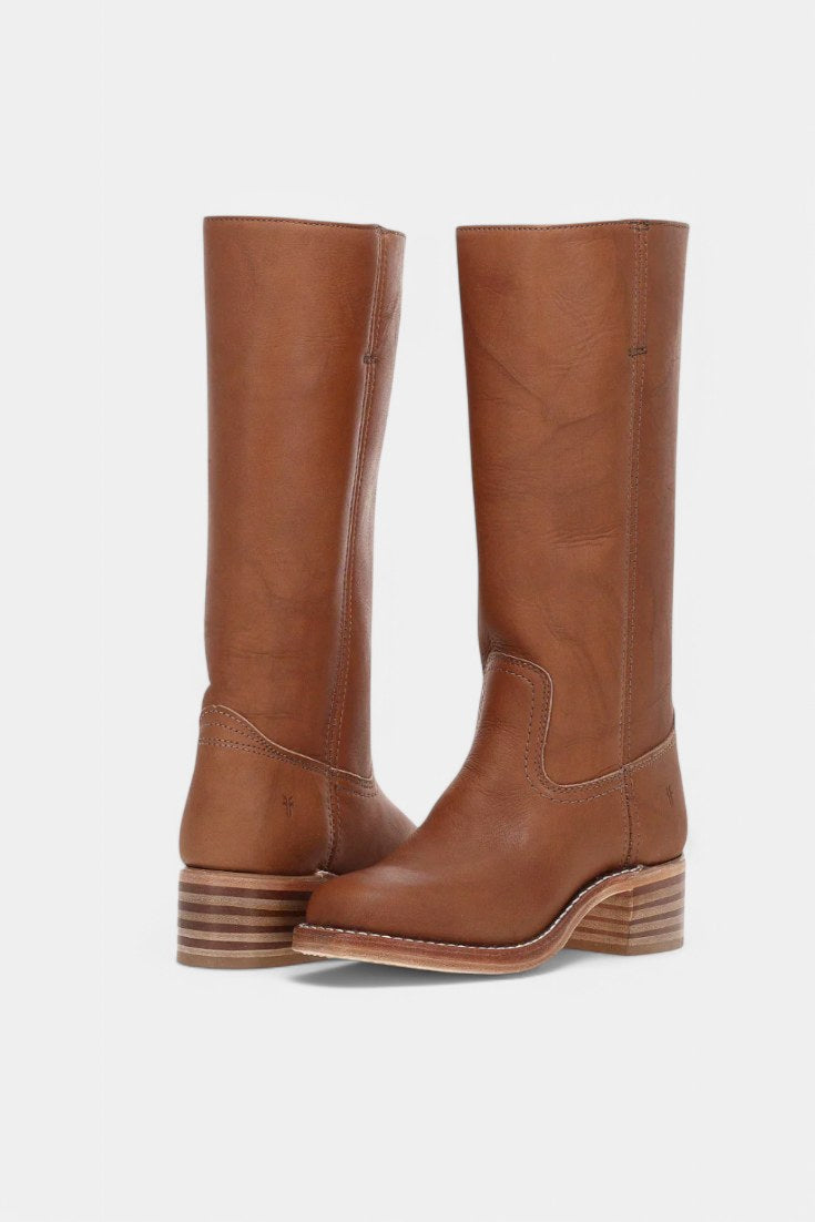Millie | Women's Knee-High Leather Boots with Block Heel, Elegant Leather Boots | Animated Apparel