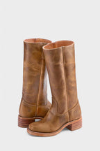 Millie | Women's Knee-High Leather Boots with Block Heel, Elegant Leather Boots | Animated Apparel