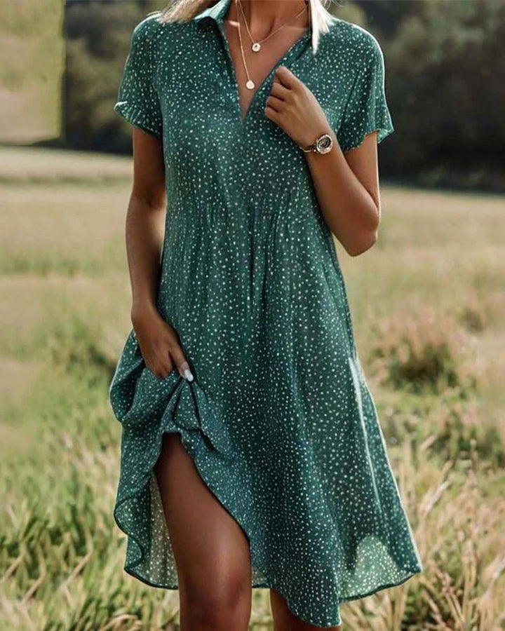 Miranda | Women's V-Neck Floral Midi Dress - Green