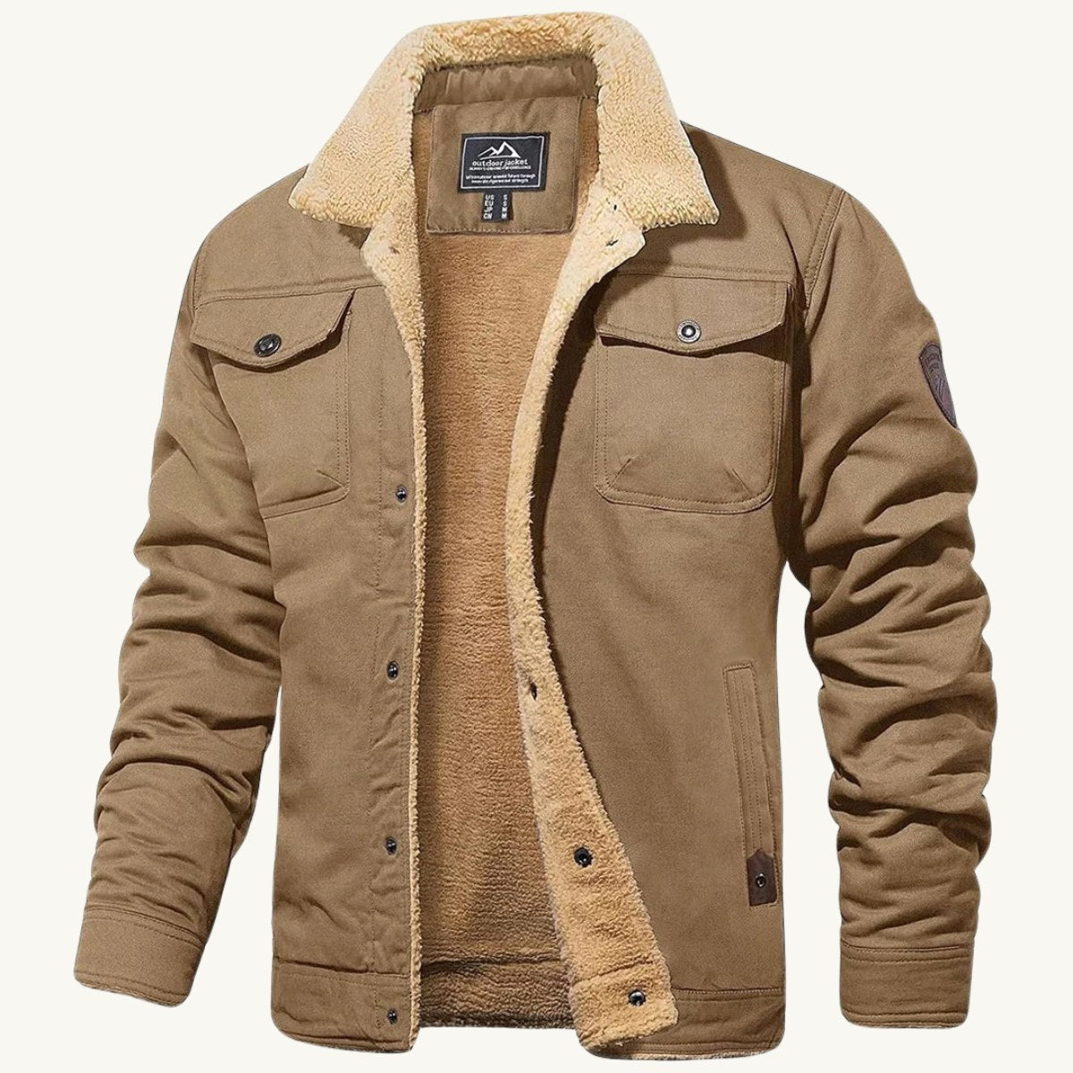 Mitchell | Men's Fleece-Lined Winter Coat, Warm Everyday Coat | Animated Apparel | Khaki