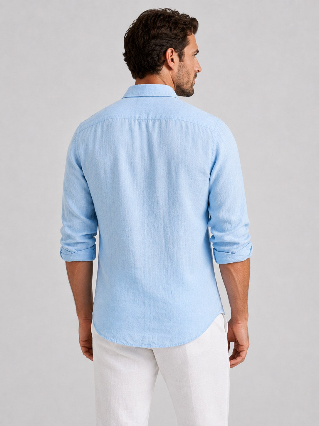 Mitchell | Men's Linen-Look Shirt, Relaxed Fit Button-Up | Animated Apparel | White