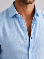 Mitchell | Men's Linen-Look Shirt, Relaxed Fit Button-Up | Animated Apparel | Grey