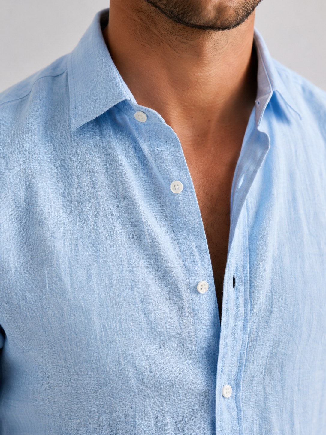 Mitchell | Men's Linen-Look Shirt, Relaxed Fit Button-Up | Animated Apparel | Grey