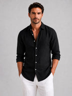 Mitchell | Men's Linen-Look Shirt, Relaxed Fit Button-Up | Animated Apparel