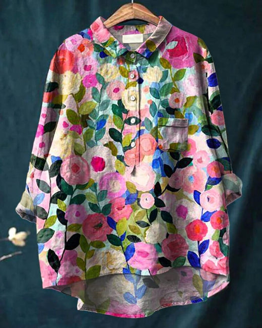 Monette | Women's Floral Short Sleeve Blouse - Floral 1