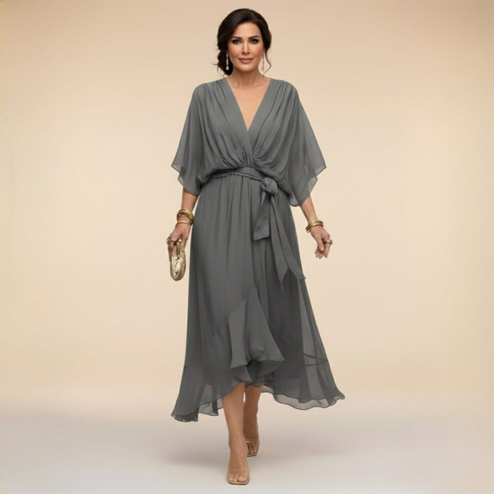Monica | Women's V-Neck Chiffon Maxi Dress - image 10