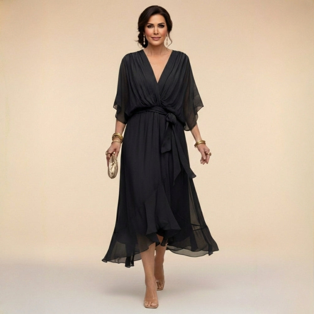 Monica | Women's V-Neck Chiffon Maxi Dress - image 2