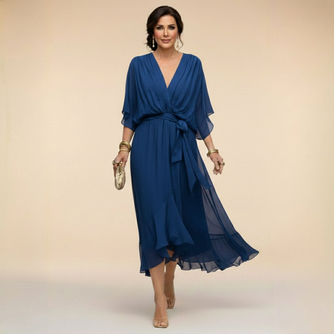 Monica | Women's V-Neck Chiffon Maxi Dress - image 3