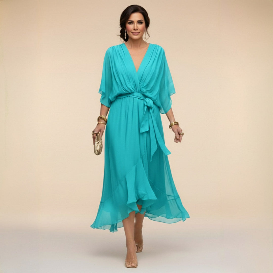 Monica | Women's V-Neck Chiffon Maxi Dress - image 5