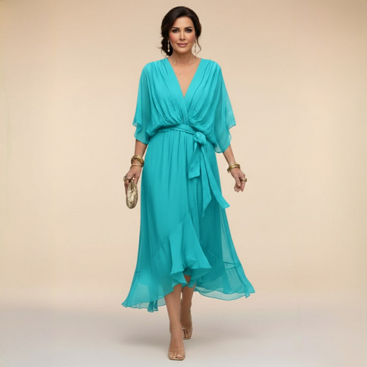 Monica | Women's V-Neck Chiffon Maxi Dress - image 5