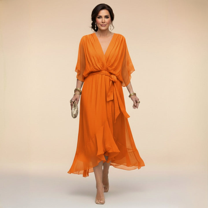 Monica | Women's V-Neck Chiffon Maxi Dress - image 8