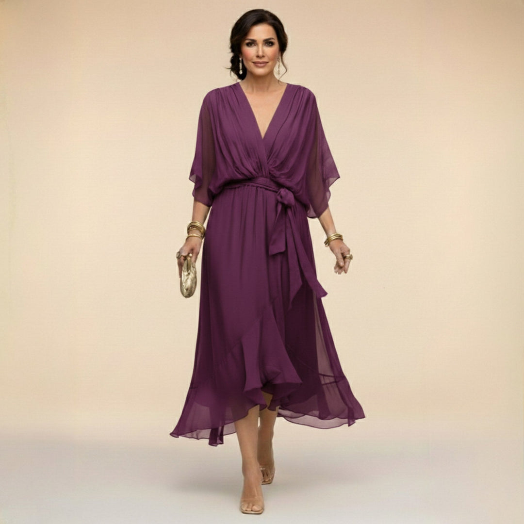 Monica | Women's V-Neck Chiffon Maxi Dress - image 9
