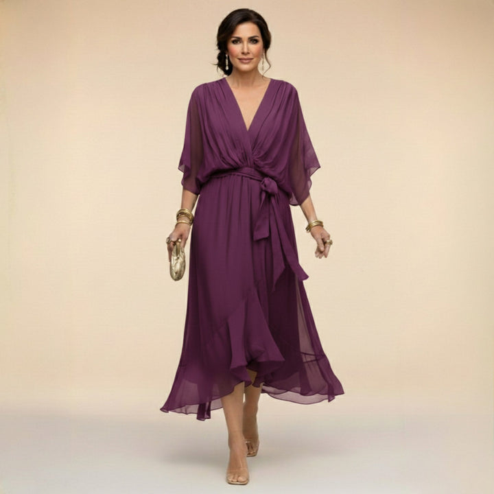Monica | Women's V-Neck Chiffon Maxi Dress - image 9