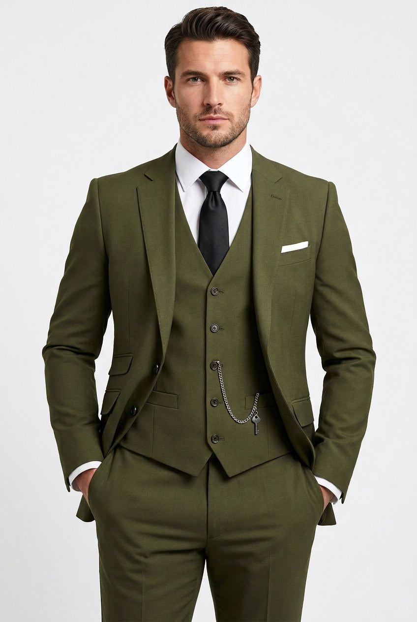 Isaiah | Men's Three-Piece Tailored Suit, Jacket Waistcoat Trousers | Animated Apparel
