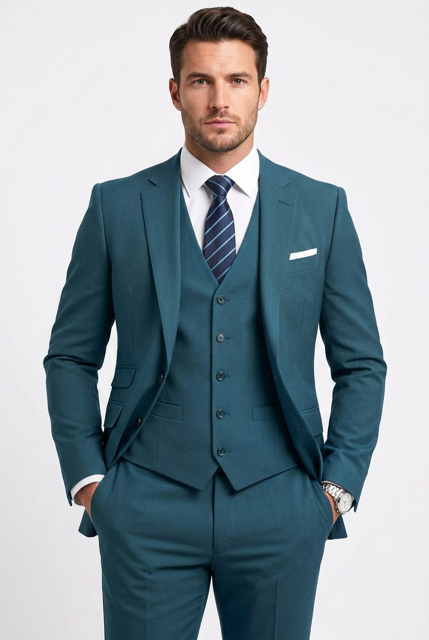 Isaiah | Men's Three-Piece Tailored Suit, Jacket Waistcoat Trousers | Animated Apparel