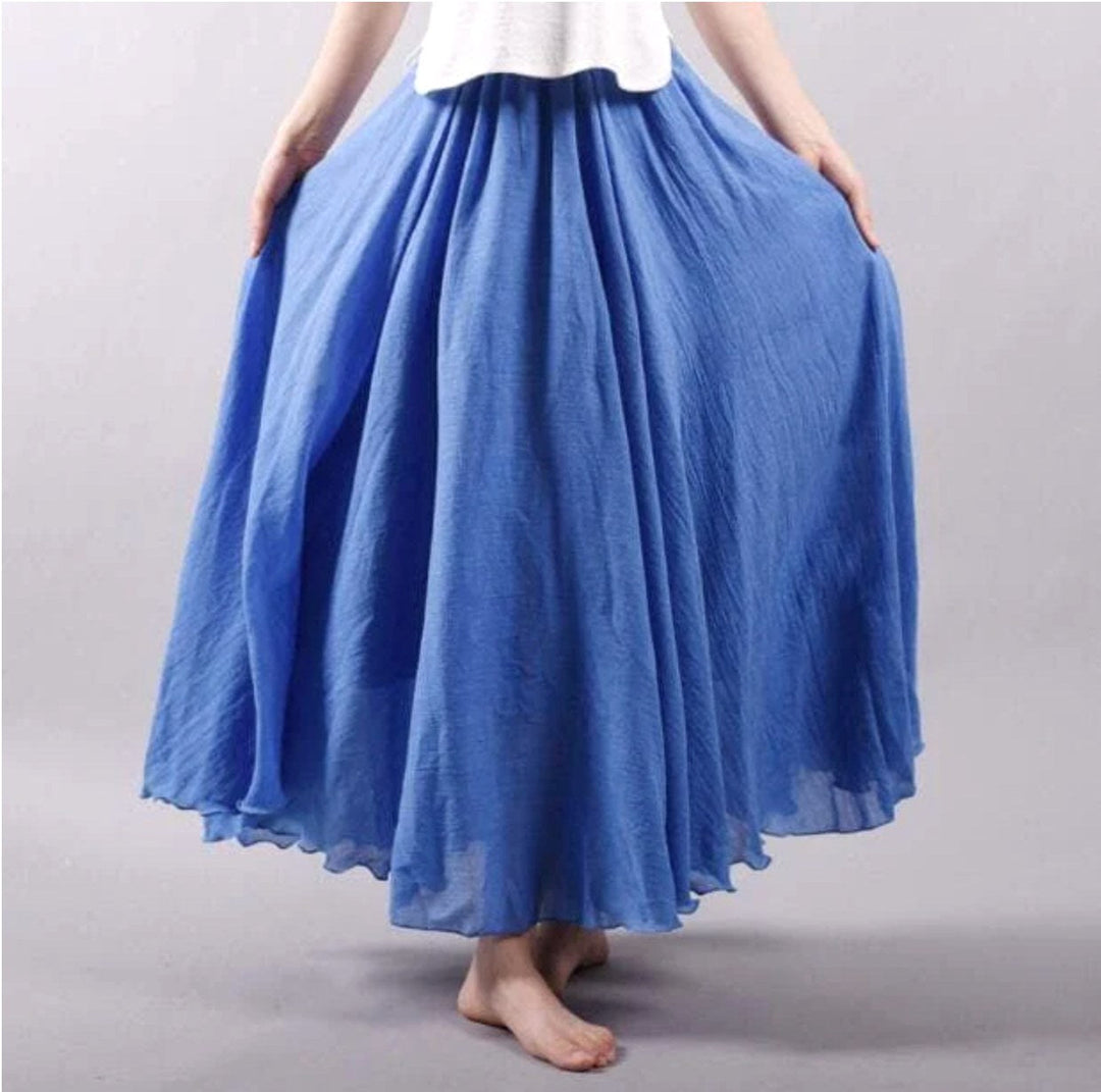 Morgan | Women's Flowy Summer Skirt - Blue
