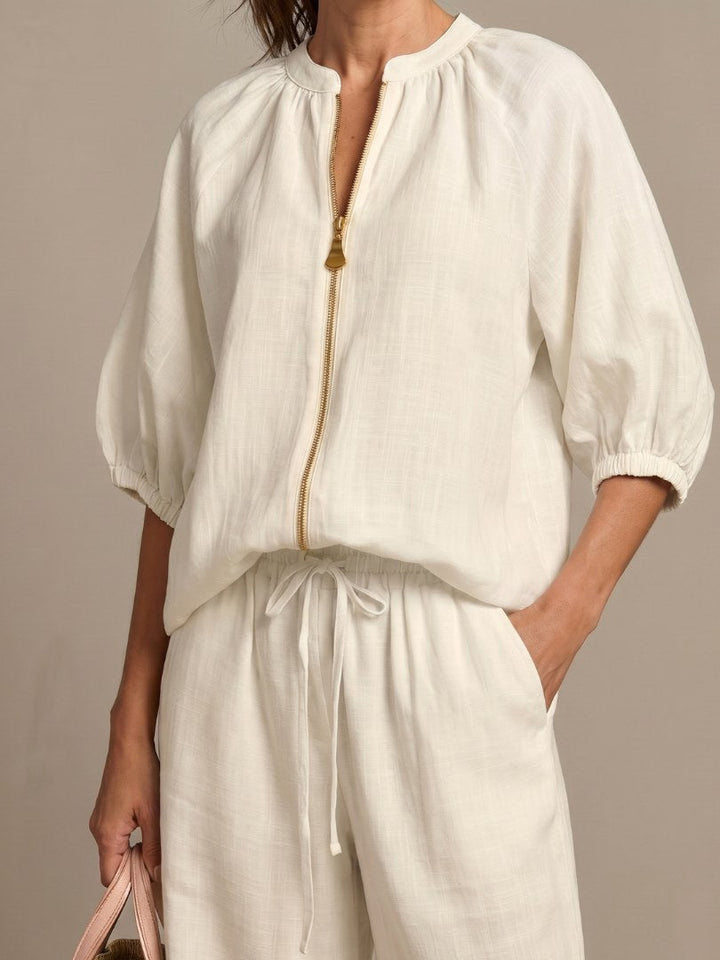 Natalia | Women's Zip Front Blouson Two-Piece Set - image 11
