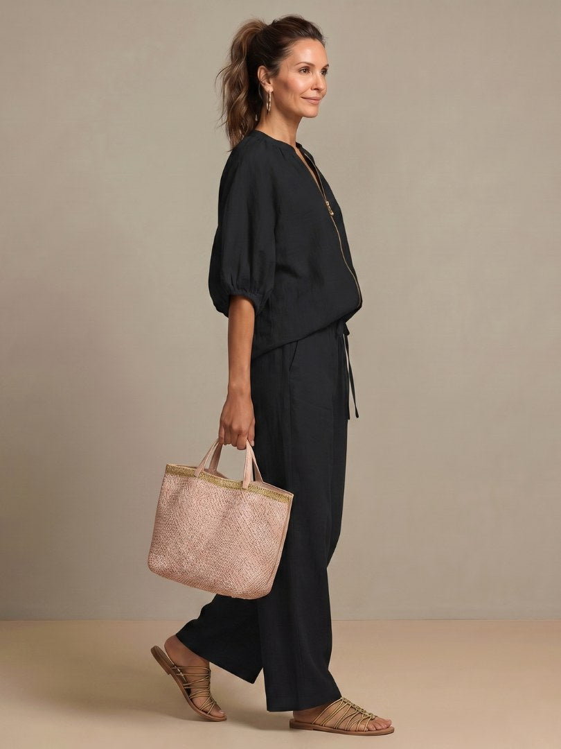 Natalia | Women's Zip Front Blouson Two-Piece Set - image 15
