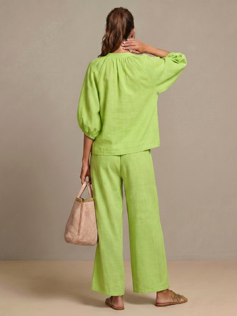 Natalia | Women's Zip Front Blouson Two-Piece Set - image 8