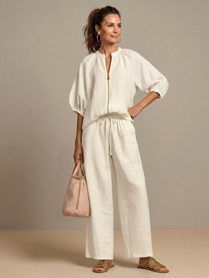 Natalia | Women's Zip Front Blouson Two-Piece Set - image 9