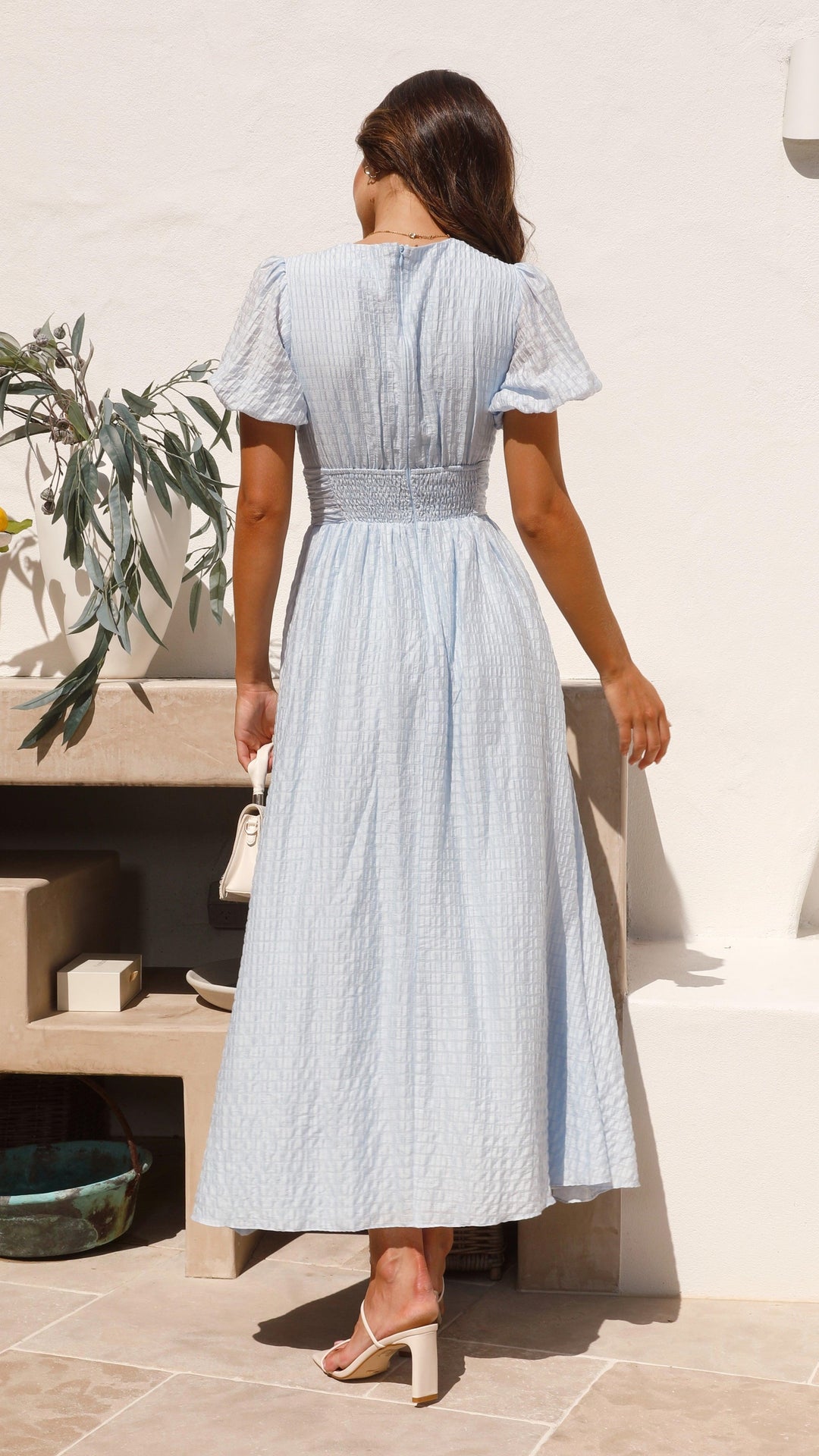 Natalie | Women's Button-Front Flowy Maxi Dress - Light pink