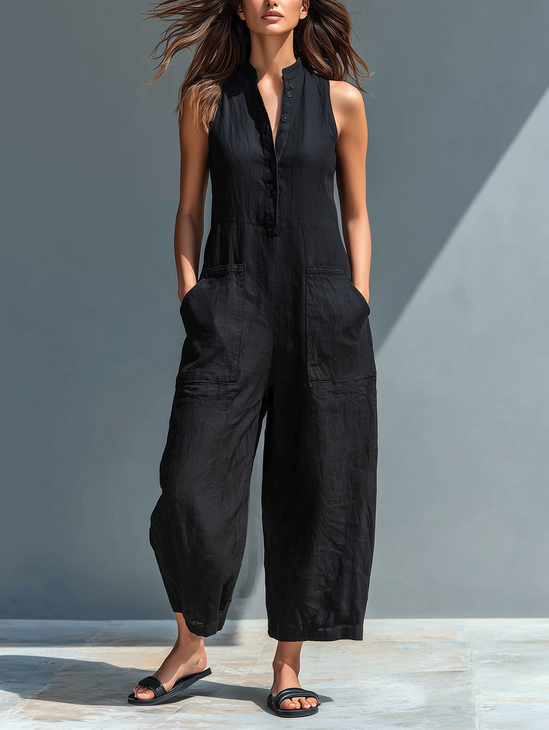Natalie | Women's Elegant Sleeveless Jumpsuit - Black