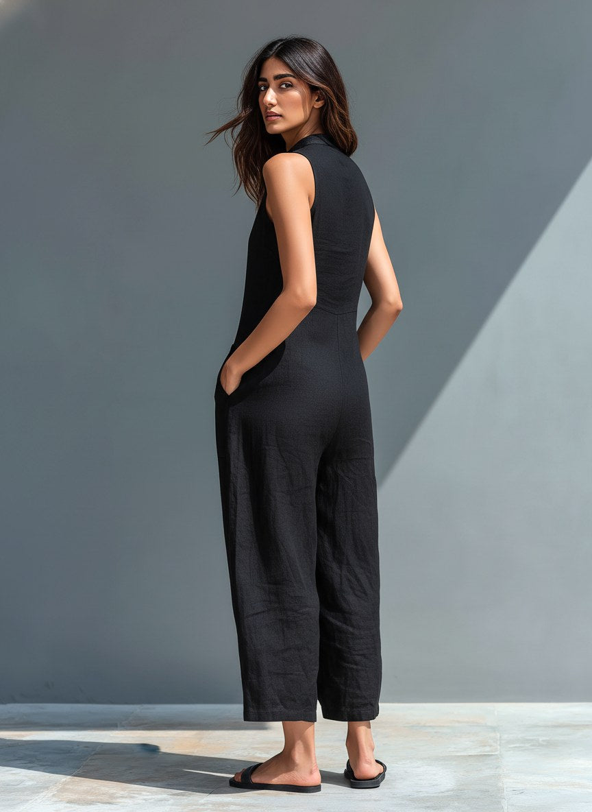 Natalie | Women's Elegant Sleeveless Jumpsuit - Yellow