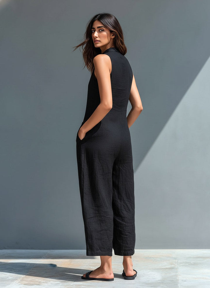 Natalie | Women's Elegant Sleeveless Jumpsuit - Yellow