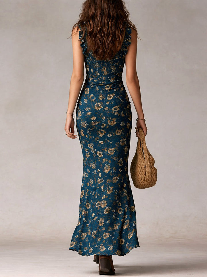 Natalie | Women's Floral Ruffle Strap Maxi Dress - image 5