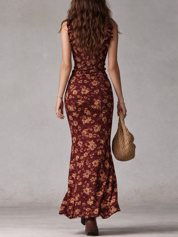 Natalie | Women's Floral Ruffle Strap Maxi Dress - image 7