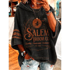 Natalie | Women's Halloween Graphic Hooded Hoodie, Relaxed Autumn Sweater | Animated Apparel | Wine