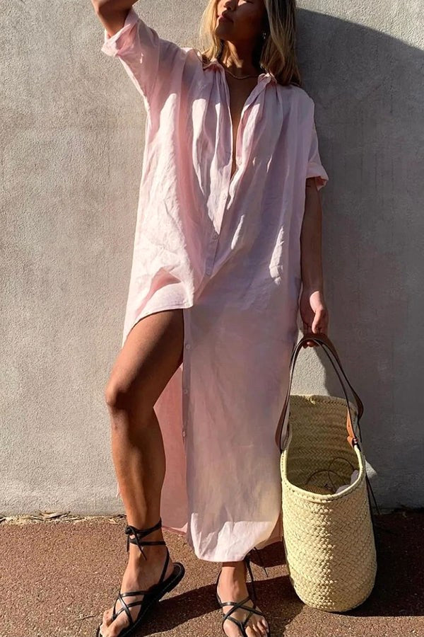 Natalie | Women's Lightweight Beach Shirt Dress - image 4