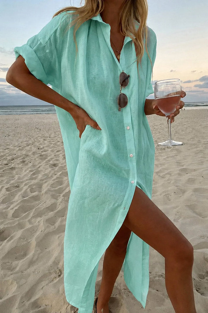 Natalie | Women's Lightweight Beach Shirt Dress - image 5