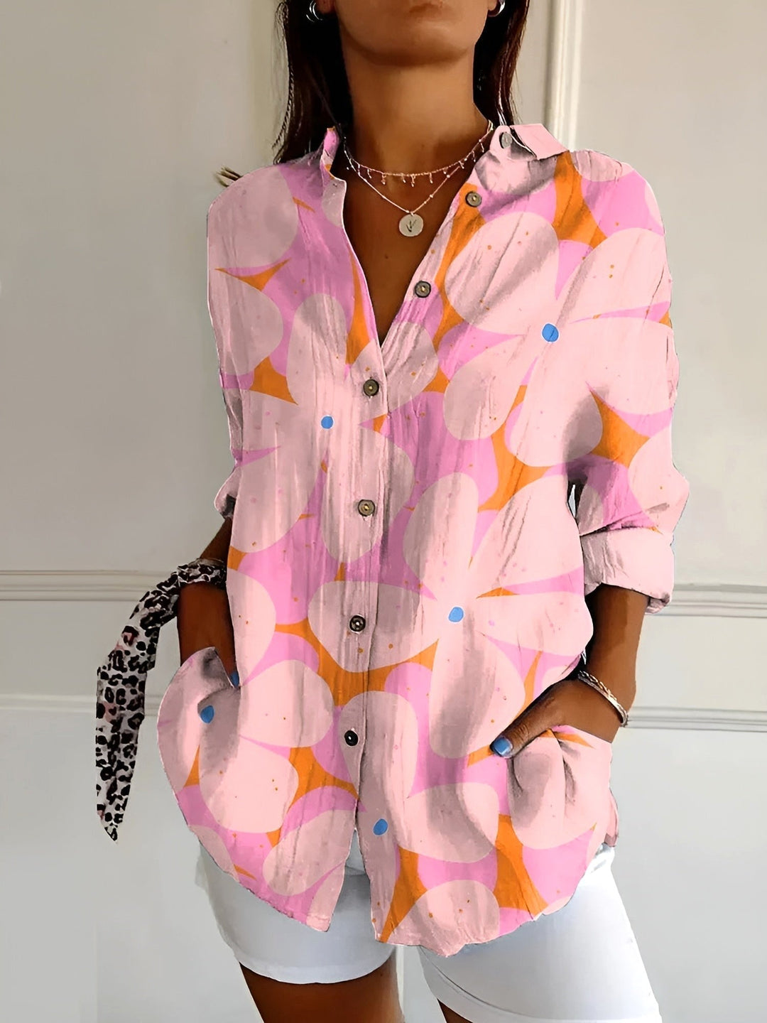 Natalie | Women's Printed Fluid Button-Up Shirt - image 1