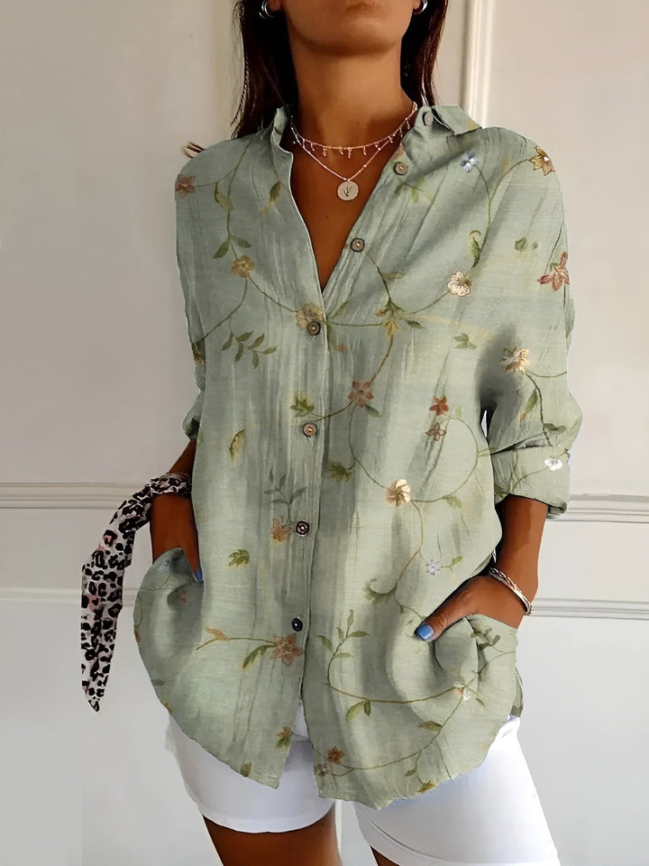 Natalie | Women's Printed Fluid Button-Up Shirt - image 2