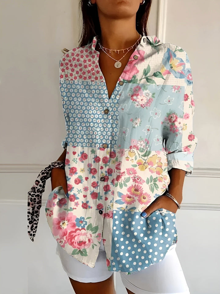 Natalie | Women's Printed Fluid Button-Up Shirt - image 3