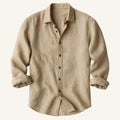 Nathan | Men's Long Sleeve Linen Shirt, Vintage Tailored Shirt | Animated Apparel | Khaki