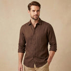 Nathan | Men's Long Sleeve Linen Shirt, Vintage Tailored Shirt | Animated Apparel