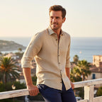 Nathan | Men's Long Sleeve Linen Shirt, Vintage Tailored Shirt | Animated Apparel