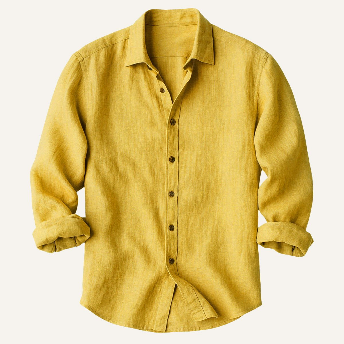 Nathan | Men's Long Sleeve Linen Shirt, Vintage Tailored Shirt | Animated Apparel | Brown