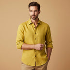 Nathan | Men's Long Sleeve Linen Shirt, Vintage Tailored Shirt | Animated Apparel | Black
