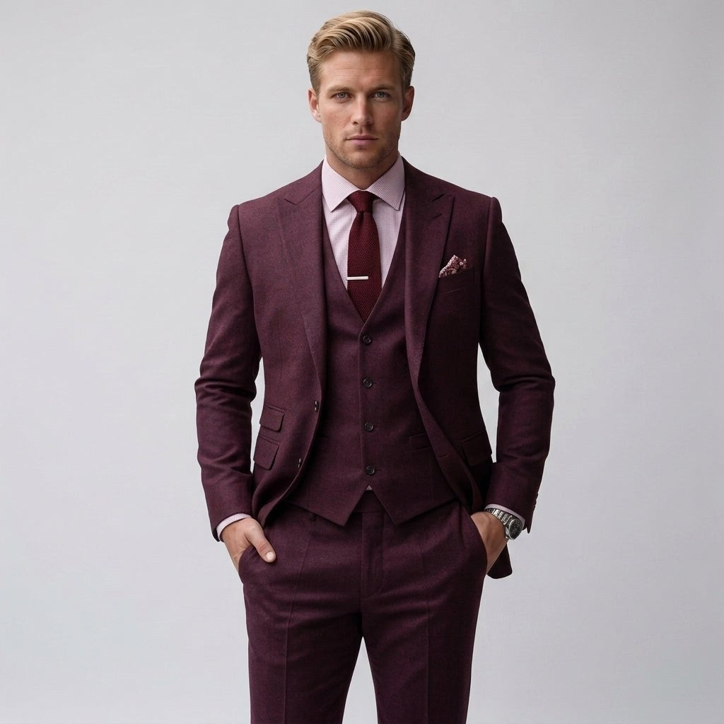 Jonathan | Men's Slim-Fit Three-Piece Suit, Tailored Blazer Suit | Animated Apparel