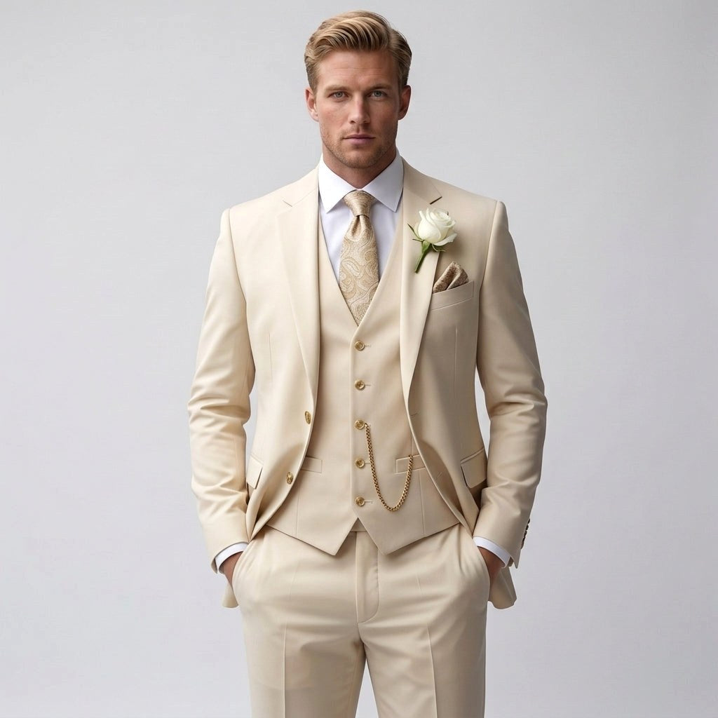 Jonathan | Men's Slim-Fit Three-Piece Suit, Tailored Blazer Suit | Animated Apparel